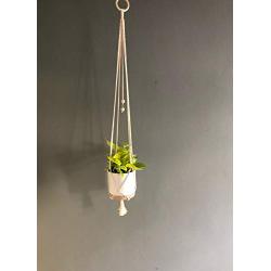 Vintage style macrame plant hanger, vintage pattern plant hanger with wood beads