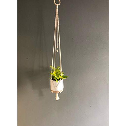 Vintage style macrame plant hanger, vintage pattern plant hanger with wood beads