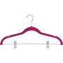 ZOYER Velvet Clothes Hangers with Clips - 12 Pack - Velvet Skirt Hangers - Non-Slip Pant Hangers (Pink)