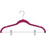 ZOYER Velvet Clothes Hangers with Clips - 12 Pack - Velvet Skirt Hangers - Non-Slip Pant Hangers (Pink)