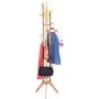 Kasenxet Bamboo Tree Garment Clothes Coat Hat Umbrella Portable Hanger Stand Rack with 3-Tier Storage Shelves and Hooks