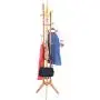 Kasenxet Bamboo Tree Garment Clothes Coat Hat Umbrella Portable Hanger Stand Rack with 3-Tier Storage Shelves and Hooks
