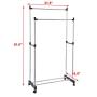 Yliquor Stainless Steel Double Pole Adjustable Rolling Coat Rack and Garment Drying Rack Entryway Coat Hanger Stand for Clothes, Suits, Accessories, Ship from USA