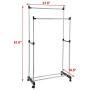 Pentaero 80X42X155Cm Stainless Steel Double Pole Adjustable Rolling Coat Rack, Garment Drying Rack, Floor-Standing Simple Clothes Pole, Indoor Clothes Hanger Bedroom Coat Rack (Black)