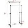 Pentaero 80X42X155Cm Stainless Steel Double Pole Adjustable Rolling Coat Rack, Garment Drying Rack, Floor-Standing Simple Clothes Pole, Indoor Clothes Hanger Bedroom Coat Rack (Black)