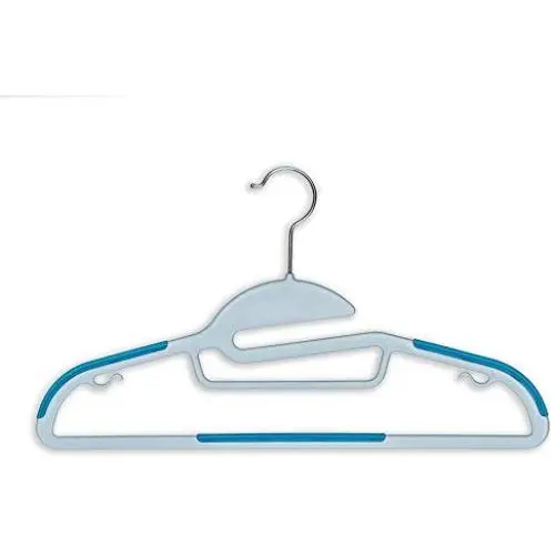 BriaUSA Dry Wet Clothes Hangers Amphibious Light Blue with Non-Slip Shoulder Design, Steel Swivel Hooks ? Set of 10