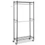 Whitmor Supreme Double Rod Garment Rack Rolling Clothes Organizer - Black with Chrome
