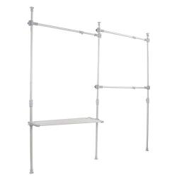 Cocoarm Clothes Drying Rack,Multifunctional 3 Layers Rails Garment Clothes Coat Rack Dryer Hanger with 1 Storage Shelf Adjustable Height 275-310cm