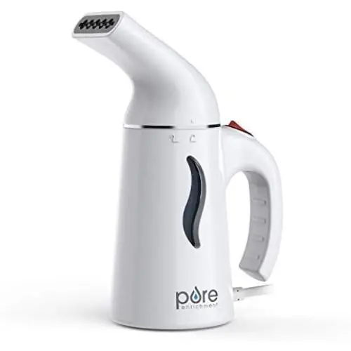 Pure Enrichment PureSteam Portable Fabric Steamer- Fast-Heating Clothes Steamer with Ergonomic Handle and Easy-Fill Water Tank for 10 Minutes of Continuous Steam - Ideal for Home or Travel (White)