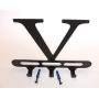 Capital Letter V Monogram Wall Hook Hanger. Satin Black. Solid Steel. Screws Included.