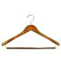 Amber Home Deluxe Curved Solid Wood Coat Hanger, Suit Hanger, Jacket Hanger with Anti-Rust Gold Hook with Sturdy Locking Bar, Smooth Finish, Small-Wide Shoulder,6 Pack (Matt Antique Brown)