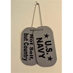 Replica Military Dog Tags - U.S. Navy, Not Self But Country - Retirement Gift - Wall Plaque - Navy - Wall Hanger - Veteran Decor