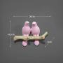 JDSHSO Wall Mounted Home Living Room Decor Hanger Resin Bird Statue Key Holder Coat Clothes Towel Hooks Racks Animal Sculpture (Pink,Two Birds)