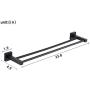 KTY Bathroom Double Towel Bar SUS 304 Stainless Steel Bath Wall Shelf Rack Hanging Towel Dual Hanger Contemporary Style, Black Finish