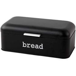 Bread Boxes for Kitchen Counter - Stainless Steel Bread Bin Storage Container For Loaves, Pastries, and More - Retro/Vintage Inspired Design, Matte Black, 16.75 x 9 x 6.5 inches