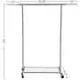 Simple Trending Clothing Garment Rack with Wheels and Bottom Shelves, Extendable, Capacity 150 lbs, Chrome