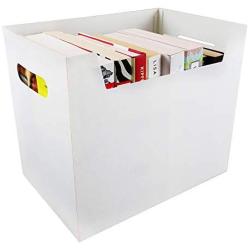 Portable File Folder Organizer, Magazine & Book Storage Boxes with Side Handles, White