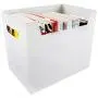Portable File Folder Organizer, Magazine & Book Storage Boxes with Side Handles, White Portable File Folder Organizer, Magazine & Book Storage Boxes with Side Handles, White