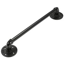 KINGSO 16.5”L x 3”H Industrial Retro Black Iron Pipe Shelf Wall Hanging Bracket, Door Handle, Clothes Hanger Rack, Urban Mounted Towel Rack Bar, with Screw Accessories