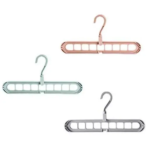 TOPBATHY 3pcs Magic Clothes Hanger Organizer,Rotate Anti-Skid Folding Hanger with Multifunction Space Saving and Cascading Features with 9 Holes,for Drying and Storage
