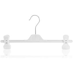 HANGERWORLD 10 White 13.4inch Plastic Coat Clothes Garment Pants Skirt Adjustable Clip Hangers