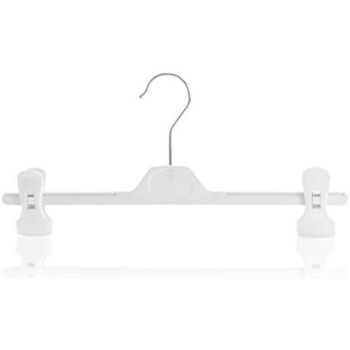HANGERWORLD 10 White 13.4inch Plastic Coat Clothes Garment Pants Skirt Adjustable Clip Hangers