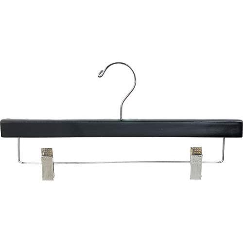 The Great American Hanger Company Wooden Bottom w/Clips, Black Finish with Chrome Hardware, Boxes of 25 by The American Company Standard Hanger, Large, Piece