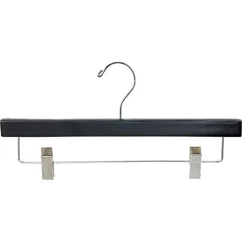 The Great American Hanger Company Wooden Bottom w/Clips, Black Finish with Chrome Hardware, Boxes of 25 by The American Company Standard Hanger, Large, Piece The Great American Hanger Company Wooden Bottom w/Clips, Black Finish with Chrome Hardware, Boxes of 25 by The American Company Standard Hanger, Large, Piece