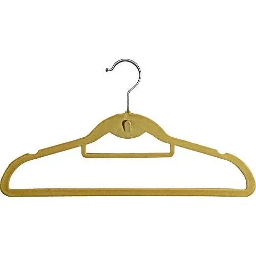 Beige Velvet Cascading Slim-Line Hanger with Notches and Tie Bar, Space Saving Stackable Suit Hangers with Chrome Hook (Set of 100) by The Great American Hanger Company Beige Velvet Cascading Slim-Line Hanger with Notches and Tie Bar, Space Saving Stackable Suit Hangers with Chrome Hook (Set of 100) by The Great American Hanger Company