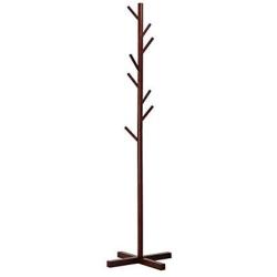 ZWH-Coat rack Floor Standing Hat and Coat Coat Rack Clothes Hat Tree Stand Hanger Solid Wood Bedroom Creative Home Single Pole (Color : Dark Coffee)