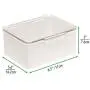 mDesign Stackable Bathroom Vanity Countertop Storage Cosmetic Organizer Boxes with Hinged Lid for Makeup, Beauty, Hair, Nail Supplies - 2 Pack - Cream/Clear