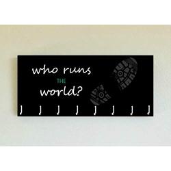 Race Medal Holder/Running Medal Hanger WHO RUNS THE WORLD?- Wood Wall Mounted Medal Organizer. CUSTOMIZATION Available