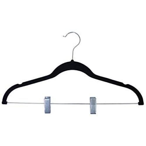 MC Heavy Duty Non-Slip Velvet Clothes Hangers with Metal Clips, 50-Pack, Black MC Heavy Duty Non-Slip Velvet Clothes Hangers with Metal Clips, 50-Pack, Black