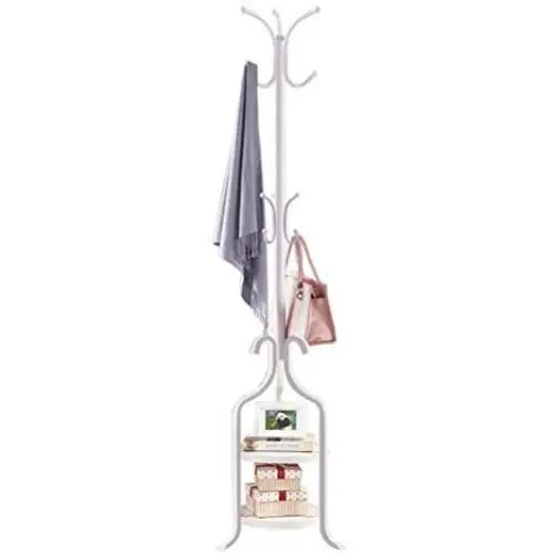 Coat Hangers Simple Coat Rack Floor Two-Tier Hanger Bedroom Metal Clothes Rack Korean Disc White Floor Hanger -0223 Coat Hangers Simple Coat Rack Floor Two-Tier Hanger Bedroom Metal Clothes Rack Korean Disc White Floor Hanger -0223
