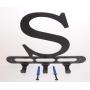 Capital Letter S Monogram Wall Hook Hanger. Satin Black. Solid Steel. Screws Included.