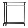 Adjustable Heavy Duty Garment Rack Rolling Clothes Hanger Extendable Rail Rack