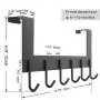 WEBI Over The Door Hook Door Hanger:Over The Door Towel Rack with 6 Coat Hooks for Hanging,Metal Towel Hanger Door Coat Hanger Over Door Coat Rack for Towels,Clothes,Back of Bathroom,Black
