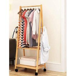 GWFVA Floor Coat Rack Coat Rack Wood Shoe Rack Clothes Storage Rack Wardrobe Bamboo Hanger Landing Bedroom Clothes Shelf Storage Rack Hanger Free Standing (Color : B, Size : 60cm)