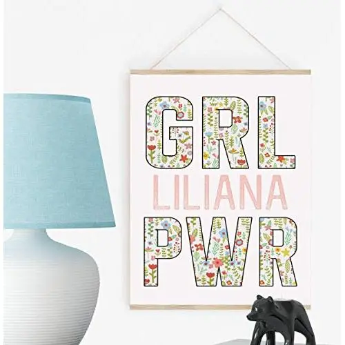 Girl Power Artwork with Personalization, Girls Room Decor with Poster Hanger Available Girl Power Artwork with Personalization, Girls Room Decor with Poster Hanger Available