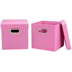 Household Essentials Cube Set with Lids, Pink, 2-Pack