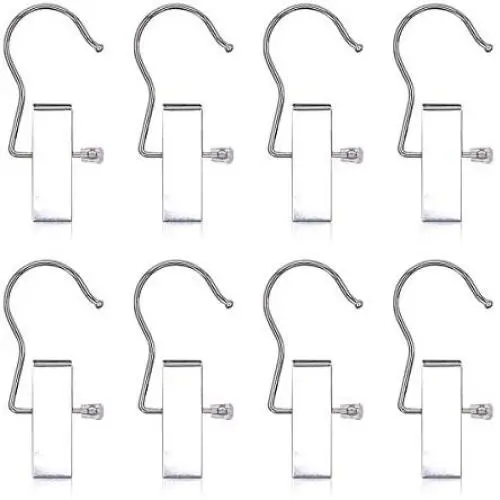Coideal Heavy-Duty Hanger Clips Hooks, 8 Pack Portable Boot Organizer Pant Towel Holder Stainless Steel Laundry Hook Hanging Clothes Pins for Travel,Closet,Clothing (Silver) Coideal Heavy-Duty Hanger Clips Hooks, 8 Pack Portable Boot Organizer Pant Towel Holder Stainless Steel Laundry Hook Hanging Clothes Pins for Travel,Closet,Clothing (Silver)