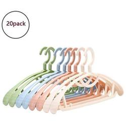 ZXFG Plastic Clothes Hanger, Extra Thick Plastic Wide Shoulder Adult 360 Degrees Rotate Slip Resistant Standard Clothing Hanger Ideal for Everyday Use(20 Pack 4 Color)