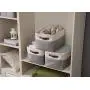 DECOMOMO Large Foldable Storage Bin [3-Pack] Collapsible Sturdy Cationic Fabric Storage Basket Cube W/Handles for Organizing Shelf Nursery Home Closet & Office - Grey & White 15 x 11 x 9.5