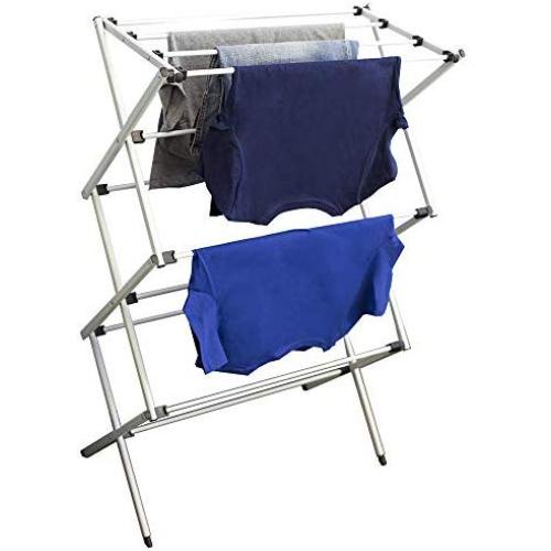 Home Basics Collapsible Air-Drying Rack Foldable Indoor/Outdoor Clothes Laundry Hanger, Rust-Proof, Space Saving Storage, Grey