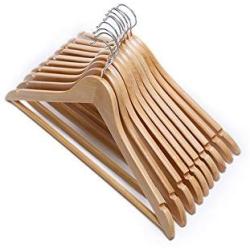 Ezihom Gugertree Solid Wooden Suit Hangers, Coat Hangers, Wood Clothes Hanger, Natural Finished, 10 Pack