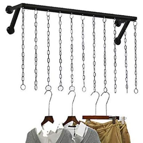 FKDEDN Coat Rack Wall Mounted Garment Rack with Chain Hook Pipe Clothes Rack Hanger Storage for Clothing Display (Size : 100x26x22cm)