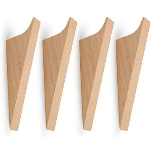 Pack of 4, Contracted Style, Coat Hooks Wall Mounted Handmade Natural Beech Wood Hook Vintage Wooden Hat Rack Entryway Bathroom Organizer Hanger Craft Single Towel Hangers Home and Kitchen Use Key Pack of 4, Contracted Style, Coat Hooks Wall Mounted Handmade Natural Beech Wood Hook Vintage Wooden Hat Rack Entryway Bathroom Organizer Hanger Craft Single Towel Hangers Home and Kitchen Use Key