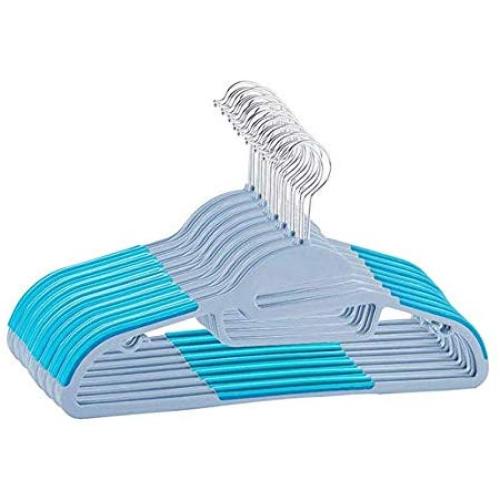 HS-01 Plastic Hangers，Heavy Duty Space-Saving Lightweight Clothes Hanger, Non-Slip S-Shape Shoulders and Swivel Steel Hook, Anti-Wrinkle, for All Kinds of Garments-20psc（ Blue Pink） (Color : Blue)