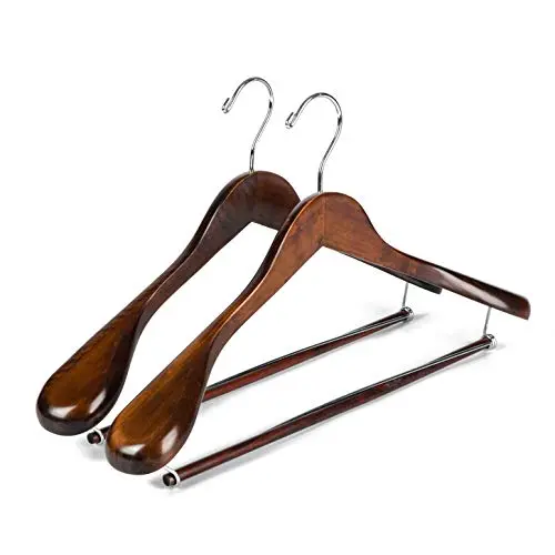 Quality Luxury Wooden Suit Hangers Wide Wood Hanger for Coats and Pants with Locking Bar Great for Travelers Heavy Duty (2, Retro) Quality Luxury Wooden Suit Hangers Wide Wood Hanger for Coats and Pants with Locking Bar Great for Travelers Heavy Duty (2, Retro)