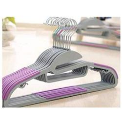 10pcs/lot Seamless Thicker Longer Section Hanger, Non-Slip Clothes Hangers Magic Stays Clothes Hanger MZ 005,Purple